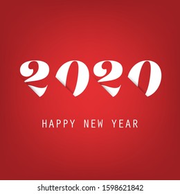 Plantilla de diseño simple de tarjetas, carátulas o fondo de Año Nuevo blanco y rojo - 2020