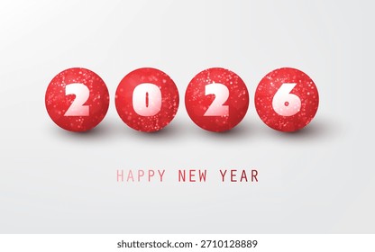 Simple White and Red New Year Card, Cover or Background Design, Vector Template - 2026