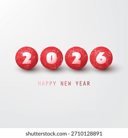 Simple blanco y rojo Tarjeta de año Nuevo, cubierta o diseño de fondo, Plantilla de Vector - 2026