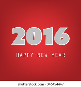 Simple White And Red New Year Card, Cover or Background Design Template With - 2016