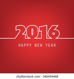 Simple White And Red New Year Card, Cover or Background Design Template With - 2016