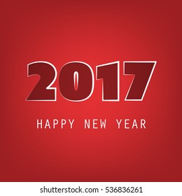 Plantilla de diseño simple de tarjetas, carátulas o fondo de Año Nuevo blanco y rojo - 2017