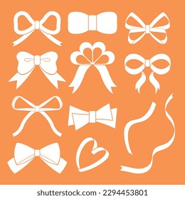 simple white ribbon illustration set