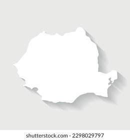 Simple white Romania map on gray background, vector, illustration, eps 10 file