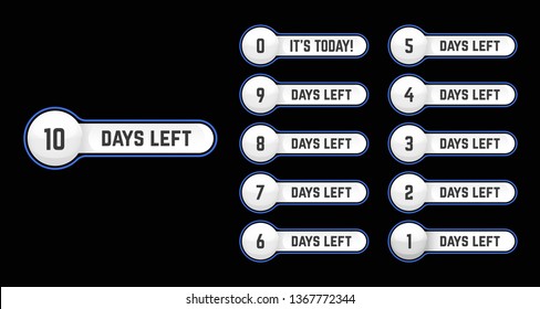 Simple white round with blue neon line border number days left