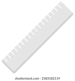 Simple white ruler for measuring and drawing purposes, suitable for stationery, education, office supplies, design, and construction concepts.