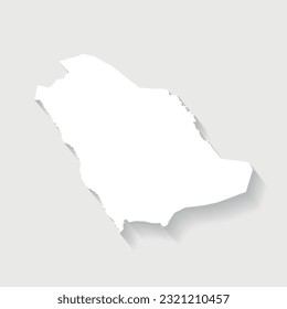 Mapa simple blanco de Arabia Saudita sobre fondo gris, vector, ilustración, archivo eps 10