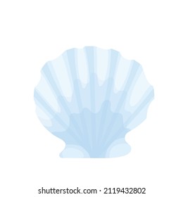 A simple white seashell. Cartoon vector illustration of an underwater animal shell.