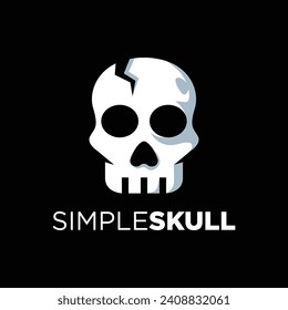 Simple White Skull Logo Design. Vector illustration