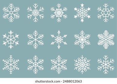 Simple white snowflake illustration set.