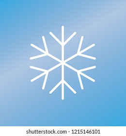 Simple white snowflake on blue background