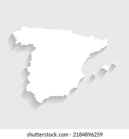 Mapa de España blanca simple sobre fondo gris, vector, ilustración, archivo eps 10