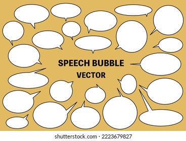 Simple white speech bubble set of various sizes and shapes. Vector illustration.