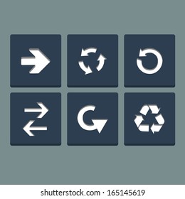 Simple white stamp flat arrow icons set. Web elements. Vector Illustration.