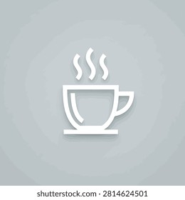 Simple white steaming hot coffee cup