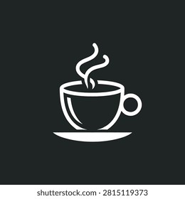 Simple white steaming hot coffee cup