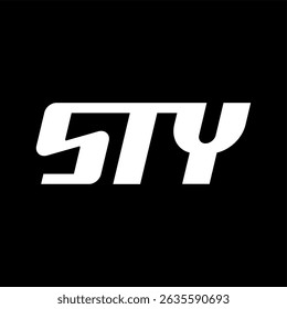 Simple white STY text logo vector, free icon design.
