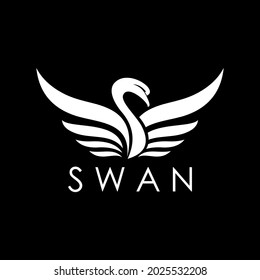 simple white swan logo, silhouette of elegant swan vector illustratons