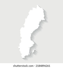 Simple white Sweden map on gray background, vector, illustration, eps 10 file