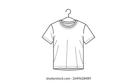 Simple white t shirt hanging on a clothes hanger featuring a casual short sleeve crew neck design for everyday wear and versatile styling options