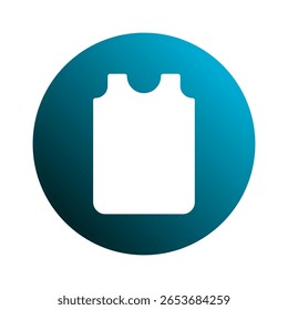 A simple white tank top icon design inside of a blue circle gradient graphic illustration element