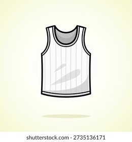 Simple White Tank Top Singlet Cartoon Illustration Cute Cartoon Icon Vector Illustration. Isolated background. Flat Cartoon Style