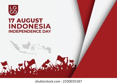 Einfache weiße Vorlage 3d Indonesien Unabhängigkeitstag mit Indonesien Karte, Flagge und Monas Landmark	