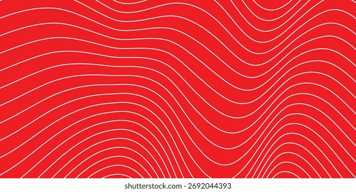 Diseño de patrón de onda de línea delgada blanca simple en rojo para fondo de póster de Anuncio.