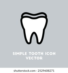 A simple, white tooth icon with a black outline on a gray background.