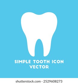 A simple white tooth icon on a blue background.