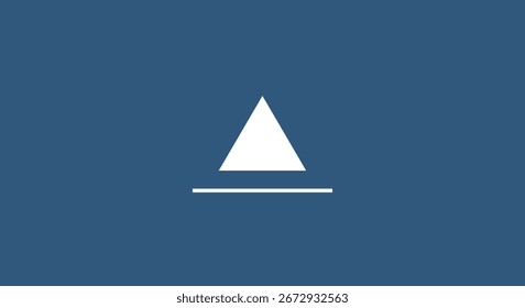 Simple white triangle above a horizontal line, minimalist design, geometric shape, clean and modern, logo concept, abstract art, graphic element.