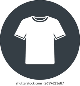 Simple white tshirt icon on dark circle background