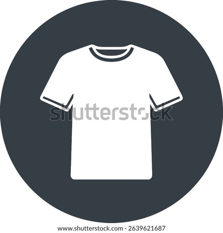 Simple white tshirt icon on dark circle background