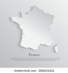 Simple white vector map France isolated on background. Template Europe country for pattern, report, infographic, backdrop. Concept outline of state France. Minimal map for your design, illustration