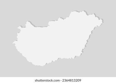Simple white vector map Hungary on background. Template Europe country for pattern, report, infographic, backdrop. Concept outline of the state Hungary. Minimal map for your design, illustration