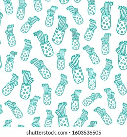 Simple white vector pattern with green cactuses
