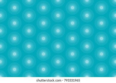 Simple white vector seamless pattern with circular geometric shapes, isolated on green background