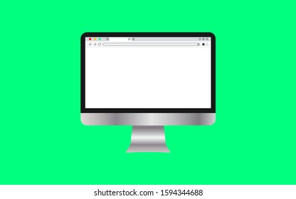 A simple white Web browser window is isolated on a computer monitor with a green background.
