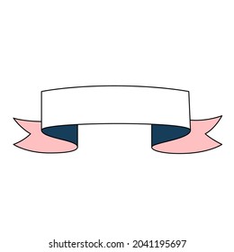 Simple white wedding ribbon. Decoration of weddings and other holidays. Place for your text. Doodle vector illustration