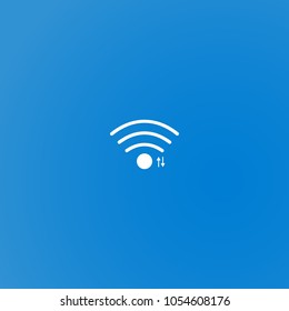 Simple white wifi icon with transfer arrows sign