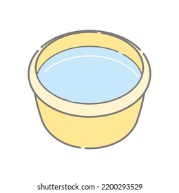 Simple white-based line drawing illustration of a pet water container.
