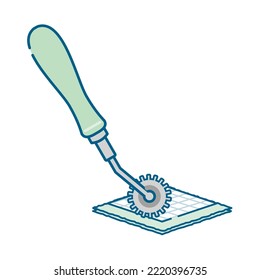 Simple white-based line drawing illustration of a roulette.