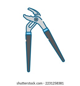 Simple white-based line drawing illustration of a water pump pliers.