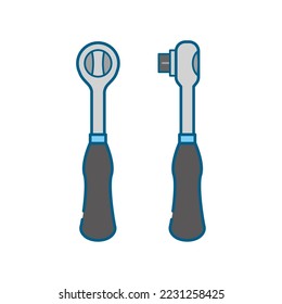 Simple white-based line drawing illustration of a ratchet handle.