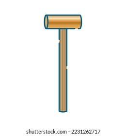 Simple white-based line drawing illustration of a copper hammer.