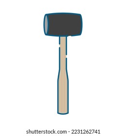 Simple white-based line drawing illustration of a rubber hammer.