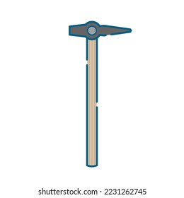 Simple white-based line drawing illustration of a test hammer.