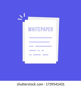 Simple Whitepaper Or Document Icon. Cartoon Style Trend Invest Ico Sheet Doc Logotype Graphic Design Element Isolated On White Background. Concept Of Initial Offering Or Smart Contract Symbol