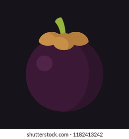 Simple whole mangosteen fruit icon illustration in flat style
