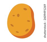 Simple whole potato illustration with clean shapes and warm earthy colors, ideal for educational materials, food packaging, healthy eating promotions, and farming content